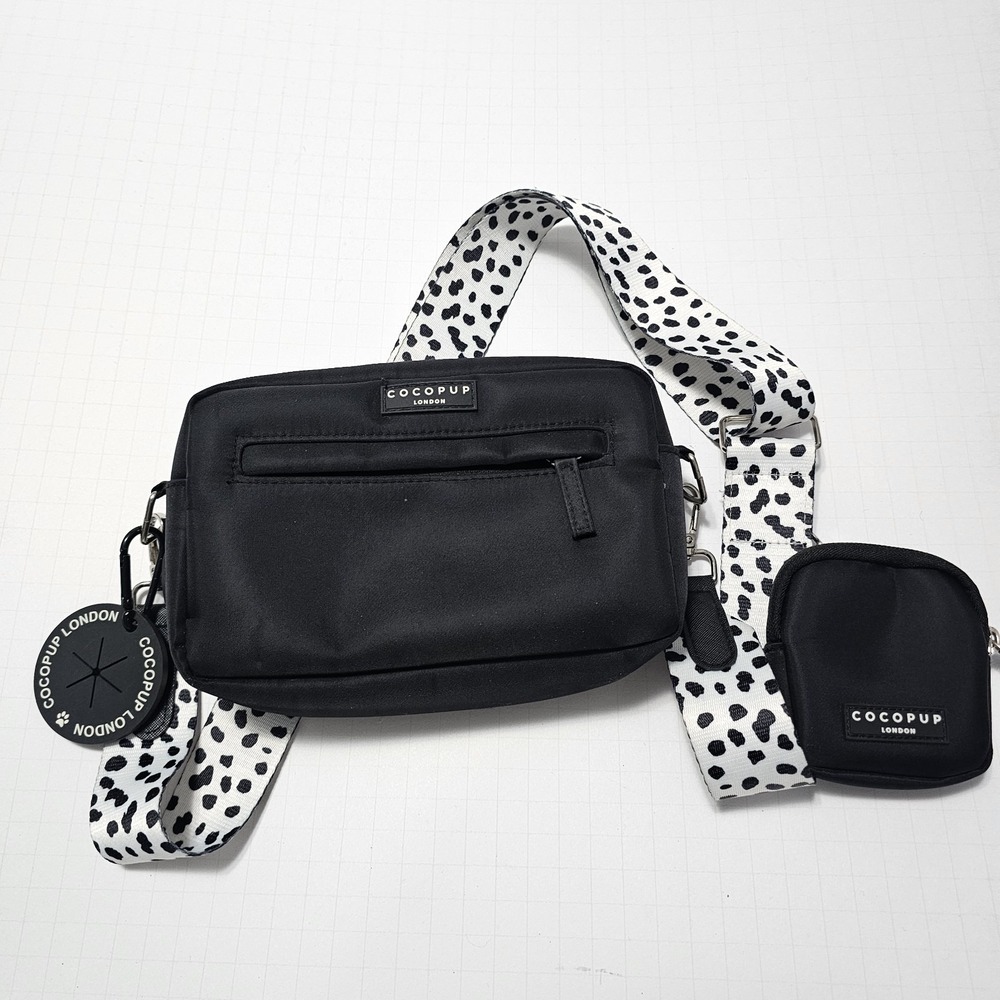 Cocopup London Dog Walking Bag Bundle Black Dalmatian Strap Treat Pouch Bag